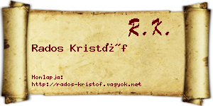 Rados Kristóf névjegykártya